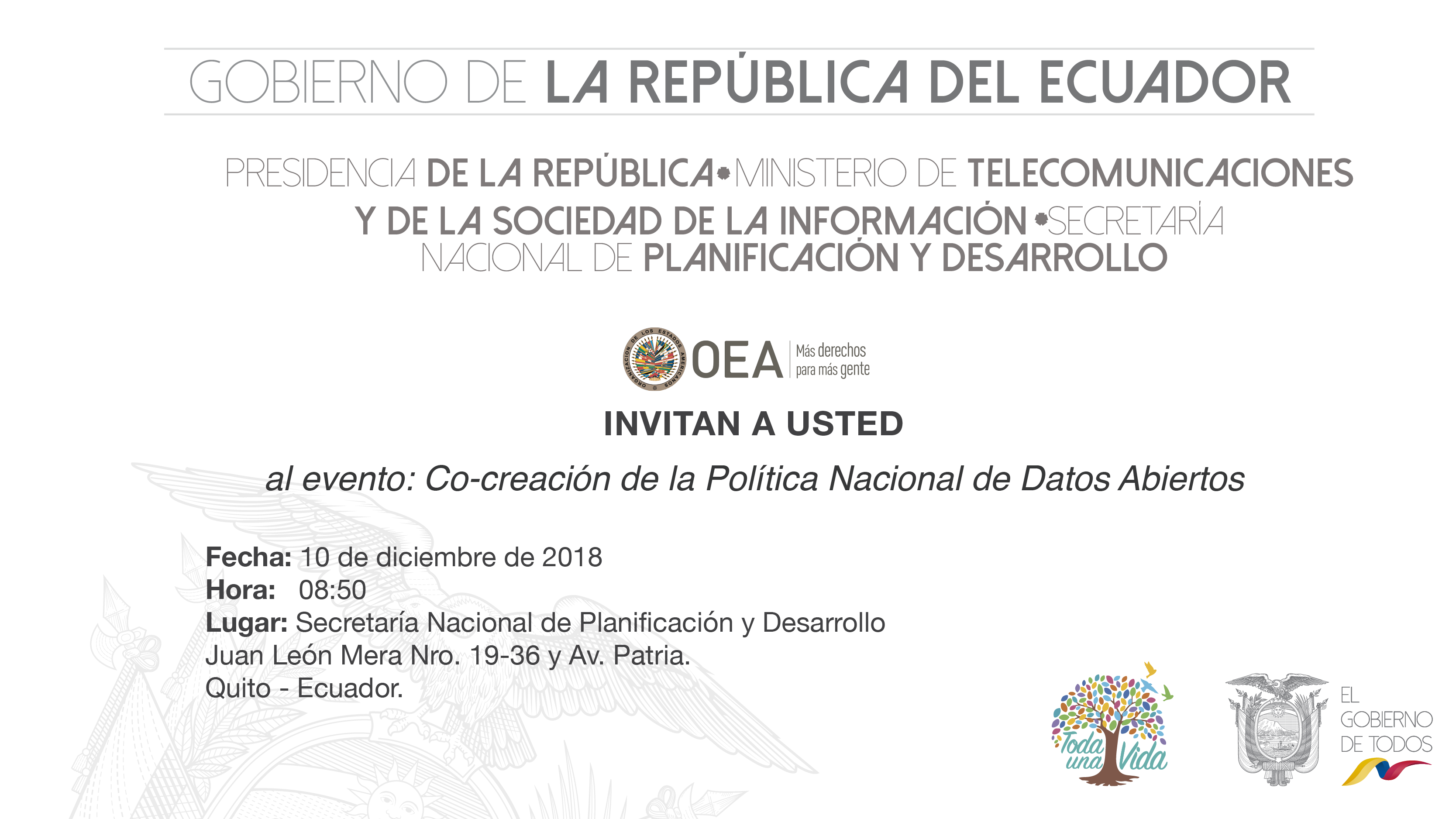 Invitación a mesas de diálogo para construir Política de Datos Abiertos.